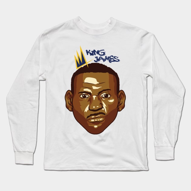 King James Vector Art Long Sleeve T-Shirt by Ken Asahvey